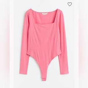 H&M Pink Faux Corset Style Bodysuit